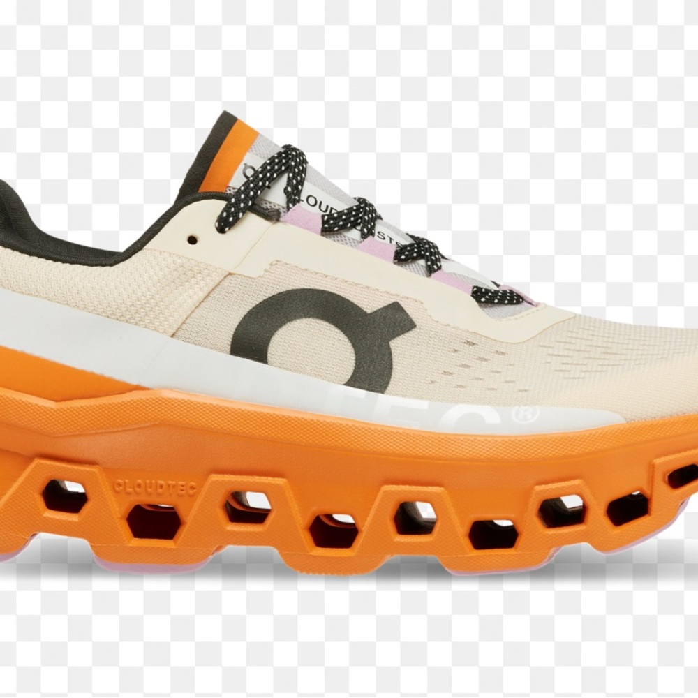 On Running Cloudmonster Sneakers in Orange and Cream